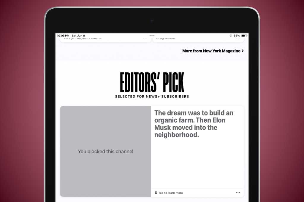 Apple News blocked channel