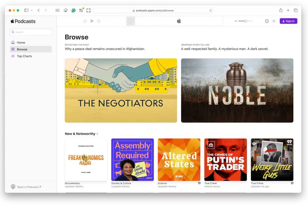 Apple Podcasts website