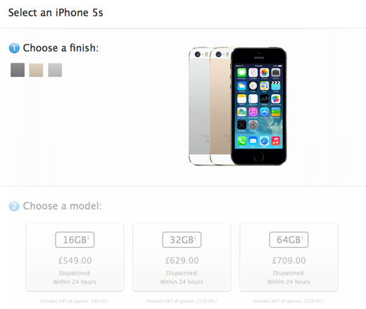 iPhone 5s storage capacity iPhone 5s storage capacity