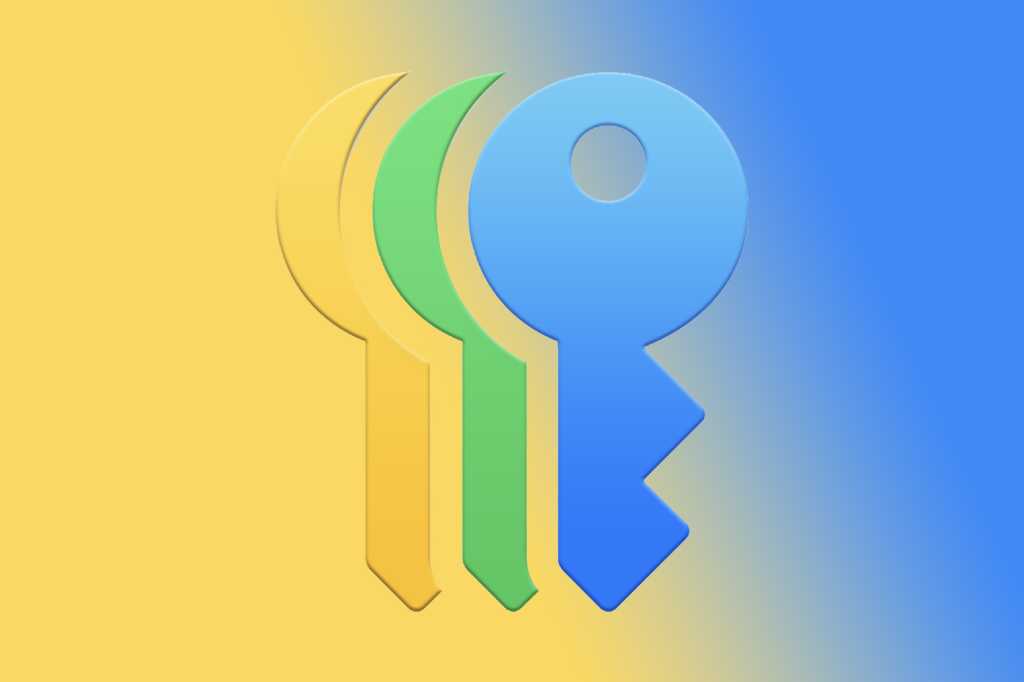 Passwords app keys with yellow-blue gradient