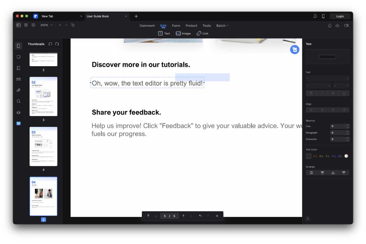 PDFelement Text Editor