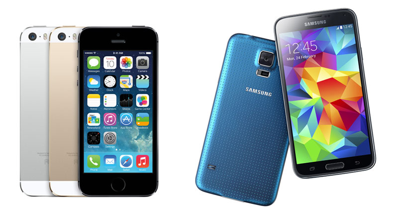 iPhone 5s and Galaxy S5 iPhone 5s compared to Galaxy S5